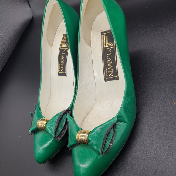 Vintage Lanvin Green Heels with Bow - Picture 3 of 6